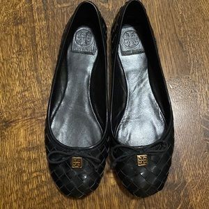 Tory Burch Black Prescot 2 - Patent Calf Ballerina Flat